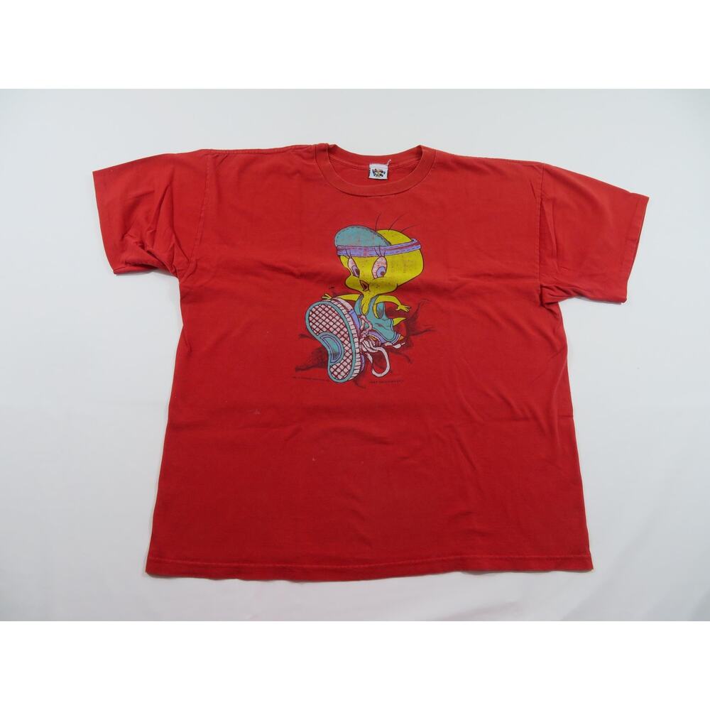 Tweety T-Shirt Looney Tunes Red Double Sided Graphic Sz 2XL 1990s
